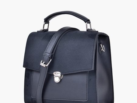 Envy Hold - Black suede push-lock messenger bag on Sale