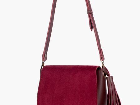 Envy Hold - Burgundy suede foldover saddle bag Sale