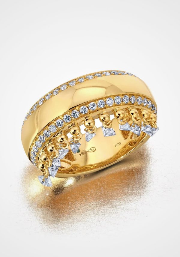 Floating Cigar, 18K Yellow Gold + Diamond Band Online