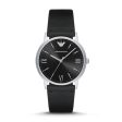 Emporio Armani Men s Three-Hand Black Leather Watch AR11013 Online now