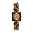 Michael Kors MK Chain Lock Three-Hand Tortoise and Gold-Tone Stainless Steel Watch MK4808 Hot on Sale