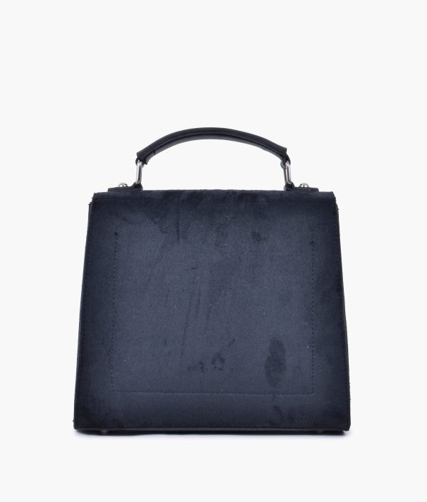 Envy Hold - Black suede push-lock messenger bag on Sale