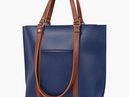 Envy Hold - Blue and brown double-handle tote bag Sale