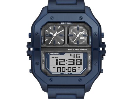 Diesel Clasher Digital Blue-Tone Stainless Steel Watch DZ7464 Online Sale