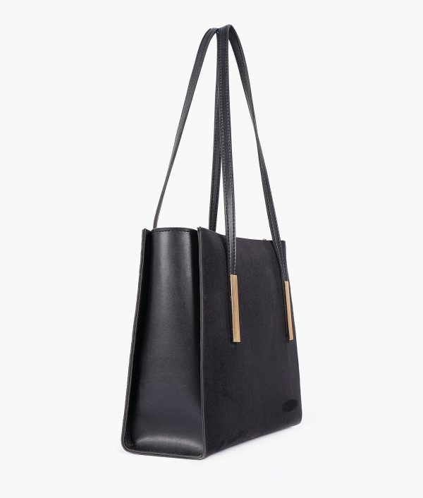 Envy Hold - Black suede zipper shoulder bag with long handle Online