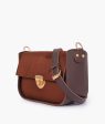 Envy Hold - Dark brown suede saddle bag with twist lock For Sale