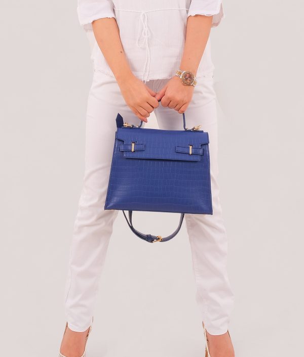 Envy Hold - Blue top-handle crocodile mini bag Online now