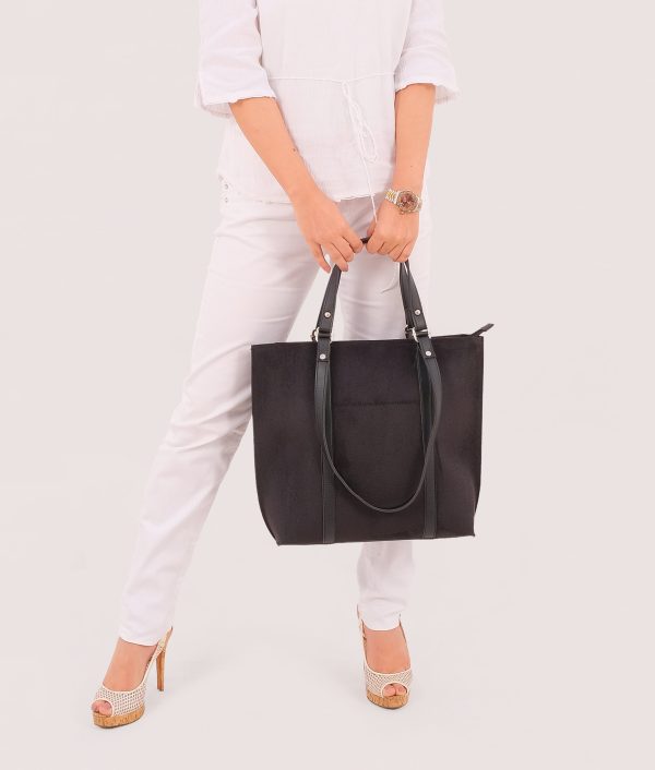 Envy Hold - Black suede double-handle tote bag Sale