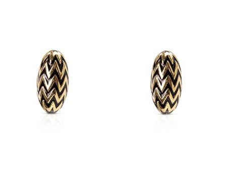 Baoli Flow Oval Mini Chevron, 18K Yellow Gold Earring Studs For Discount