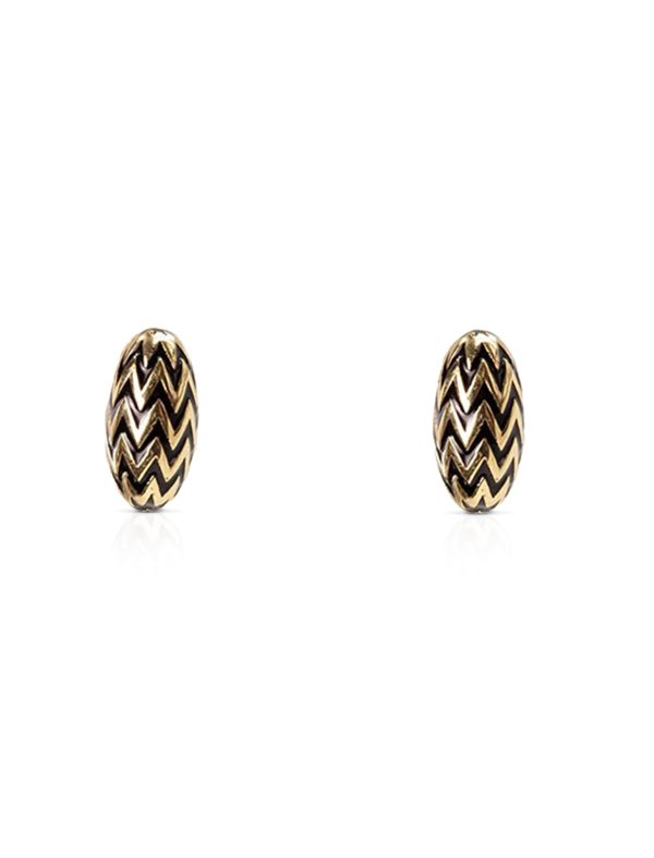 Baoli Flow Oval Mini Chevron, 18K Yellow Gold Earring Studs For Discount