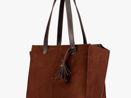 Envy Hold - Dark brown suede over the shoulder tote bag For Sale