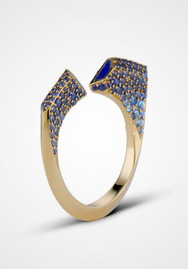 Aerial Fortia, 18K Yellow Gold + Blue Sapphire Ring on Sale