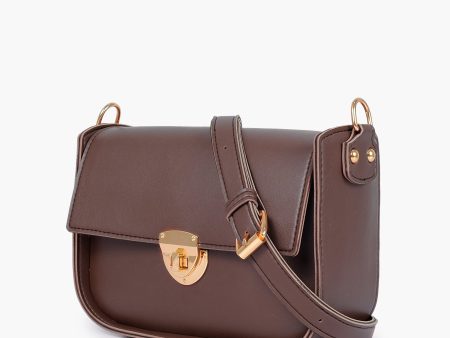 Envy Hold - Dark brown saddle bag with twist lock For Sale