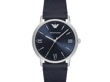 Emporio Armani Three-Hand Blue Leather Watch AR11012 Sale