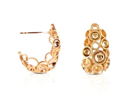 Jali Celestial, 18K Yellow Gold Earring Hoops, Petit Fashion