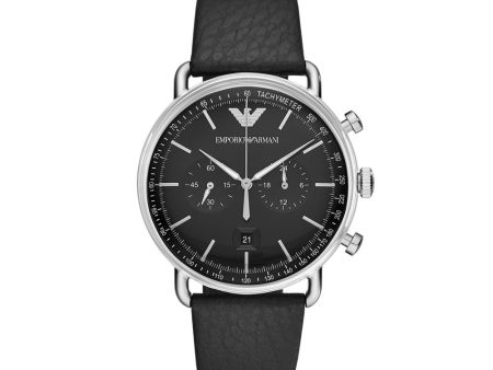 Emporio Armani Men s Chronograph Black Leather Watch AR11143 Sale