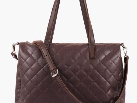 Envy Hold - Dark brown quilted carryall tote bag For Discount