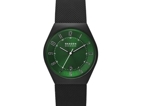 Skagen Grenen Three-Hand Date Midnight Stainless Steel Mesh Watch SKW6857 Sale