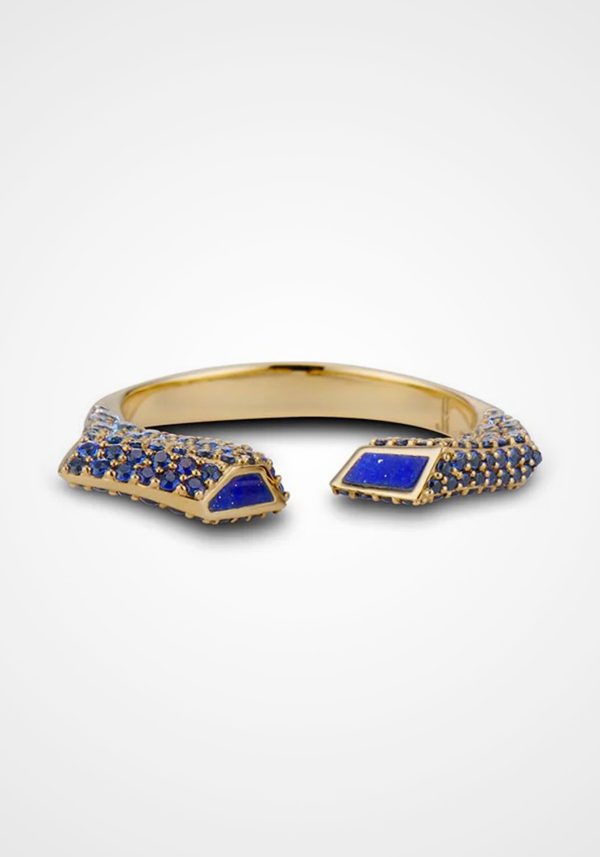 Aerial Fortia, 18K Yellow Gold + Blue Sapphire Ring on Sale