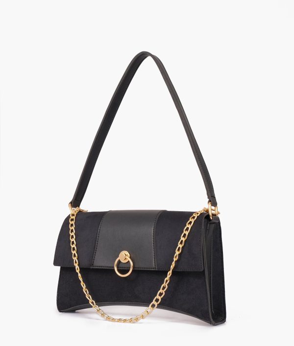 Envy Hold - Black suede buckle envelope bag For Sale