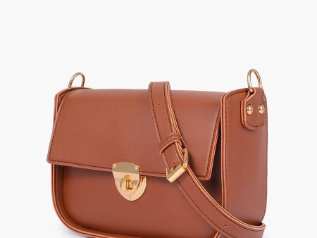 Envy Hold - Brown saddle bag with twist lock Online Sale