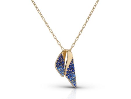 Petite Ailes, 18K Yellow Gold + Blue Sapphire Pendant Hot on Sale