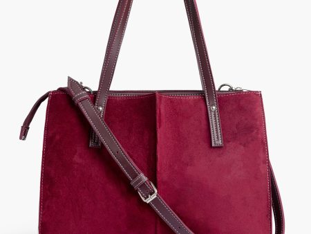 Envy Hold - Burgundy suede work tote bag For Discount