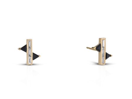 Petite Fenestra Suspension, 18K Yellow Gold, Diamond+ Black Onyx Earrings Cheap