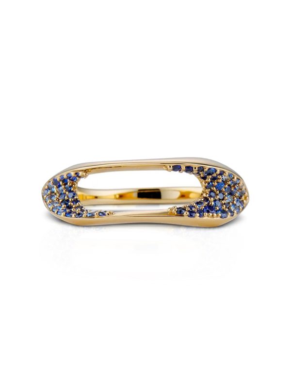 Aerial Concordia, 18K Yellow Gold + Blue Sapphire Ring Sale