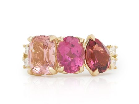 Ombré Cluster, 18K Yellow Gold, Pink Tourmaline + Diamond Ring Online