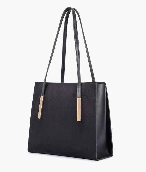 Envy Hold - Black suede zipper shoulder bag with long handle Online