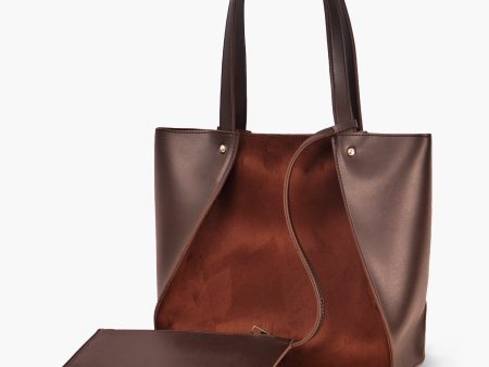 Envy Hold - Dark brown suede shopping tote bag Discount