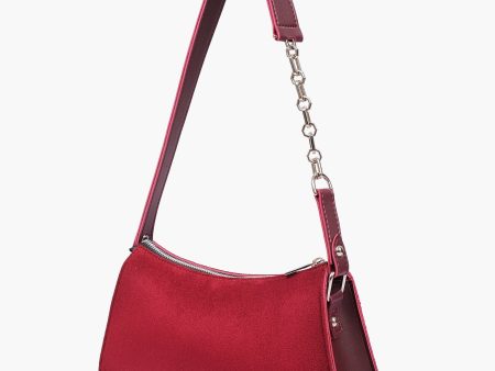 Envy Hold - Burgundy suede evening bag with chain handle Online