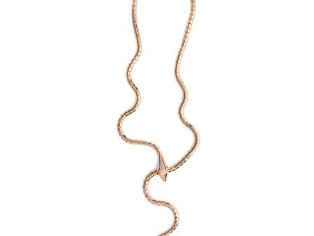 Wrap Around Snake, 18K Yellow Gold + White Diamond Lariat Fashion