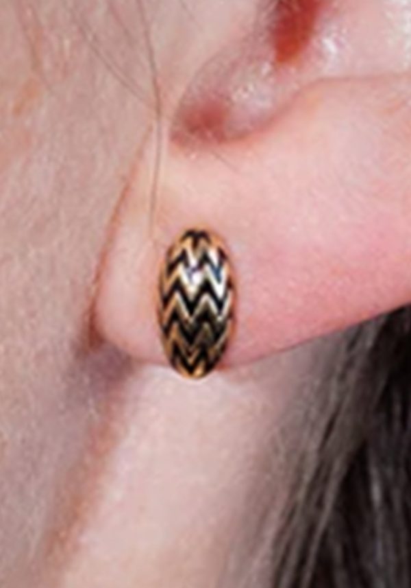 Baoli Flow Oval Mini Chevron, 18K Yellow Gold Earring Studs For Discount