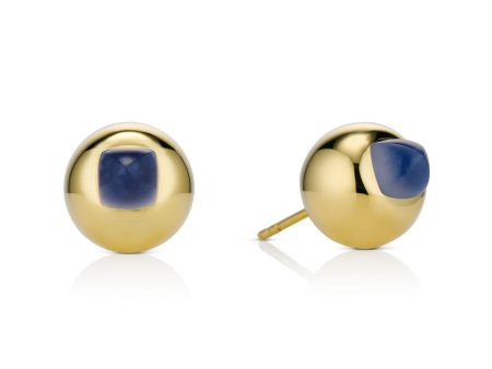 Sugarloaf, 18K Yellow Gold + Chalcedony Studs Online Hot Sale