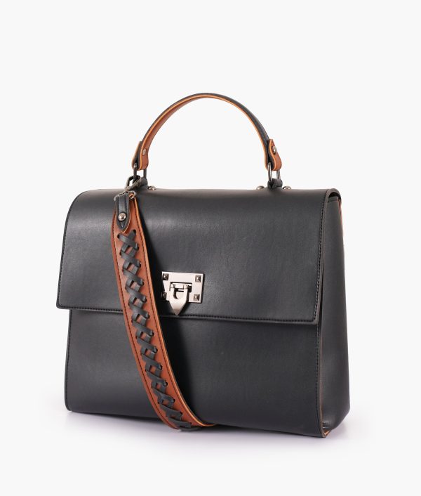 Envy Hold - Black flap-over top-handle bag Hot on Sale