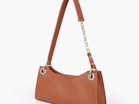 Envy Hold - Brown weaved elongated chain handle purse Supply