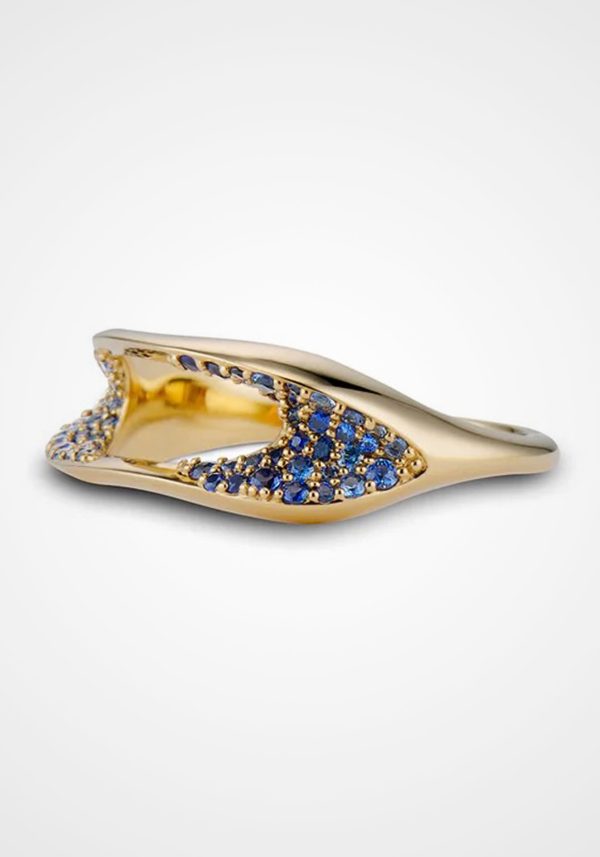 Aerial Concordia, 18K Yellow Gold + Blue Sapphire Ring Sale