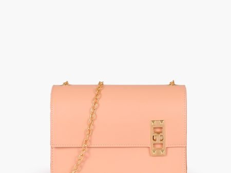 Envy Hold - Peach chain shoulder bag with twist lock Online now