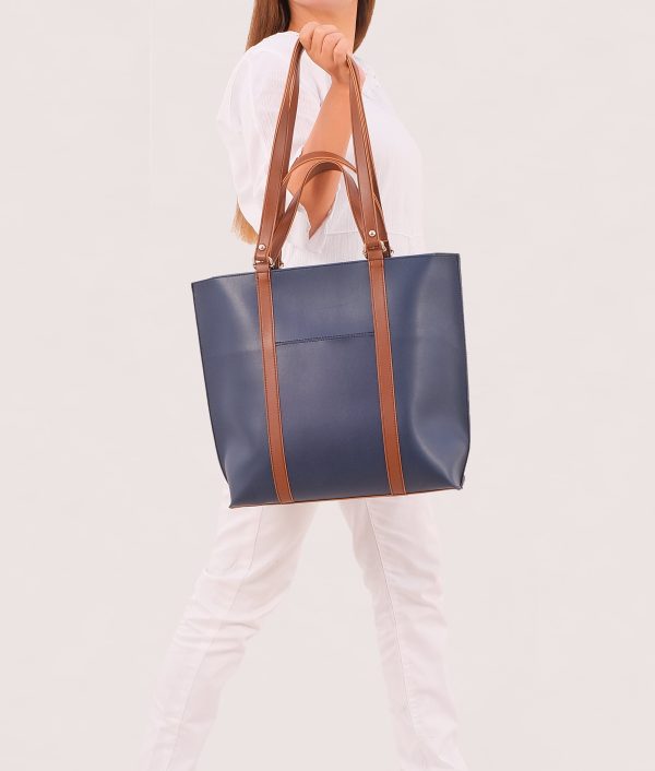 Envy Hold - Blue and brown double-handle tote bag Sale