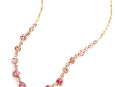 Graduated Round, 18K Yellow Gold + Pink Tourmaline Necklace Fashion