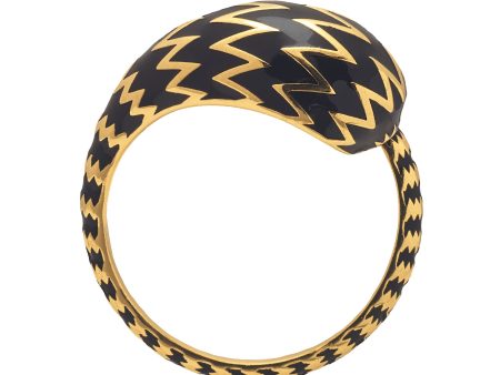 Baoli Flow Single Coil Black, 18K Yellow Gold Ring For Cheap