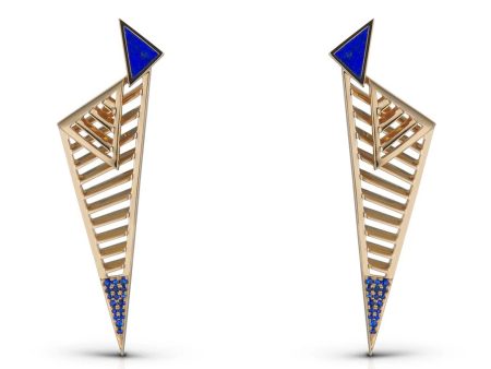 Fenestra Arc Edge, 18K Yellow Gold + Blue Sapphire Earrings Online Hot Sale