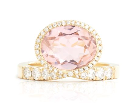 Elevated Oval, 18K Yellow Gold, Pink Tourmaline + Diamond Ring Online now