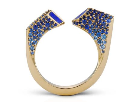 Aerial Fortia, 18K Yellow Gold + Blue Sapphire Ring on Sale