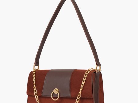 Envy Hold - Dark brown suede buckle envelope bag Online