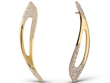 Pave Raquel, 18K Yellow Gold + Champagne Diamond Earrings For Cheap