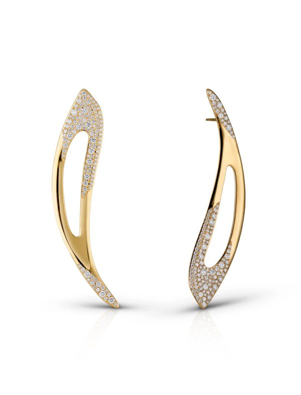 Pave Raquel, 18K Yellow Gold + Champagne Diamond Earrings For Cheap