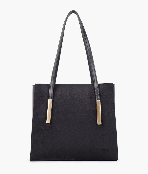 Envy Hold - Black suede zipper shoulder bag with long handle Online